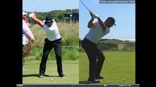 Jon Rahm golf swing  Long Iron faceon amp downtheline July 2017 [upl. by Milt]