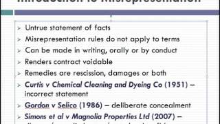 Misrepresentation Lecture 1 of 4 [upl. by Thisbee510]